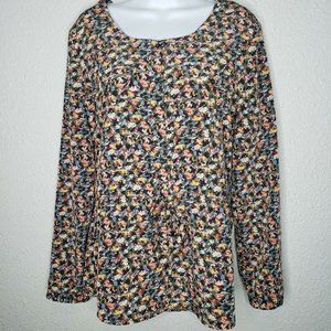 Gap Long Sleeved Grey Floral Blouse - M